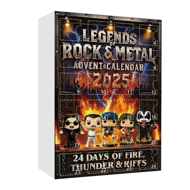 2025 Nuovo calendario dell'Avvento Rock and Metal 2D piatto acrilico regalo scatola cieca collezione di personaggi musicali iconici calendario per il conto alla rovescia