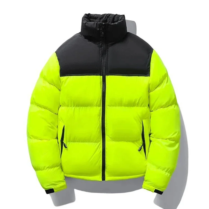 Parkas de algodão quente de gola alta masculino, casaco em bloco de cores, plus size, Parkas