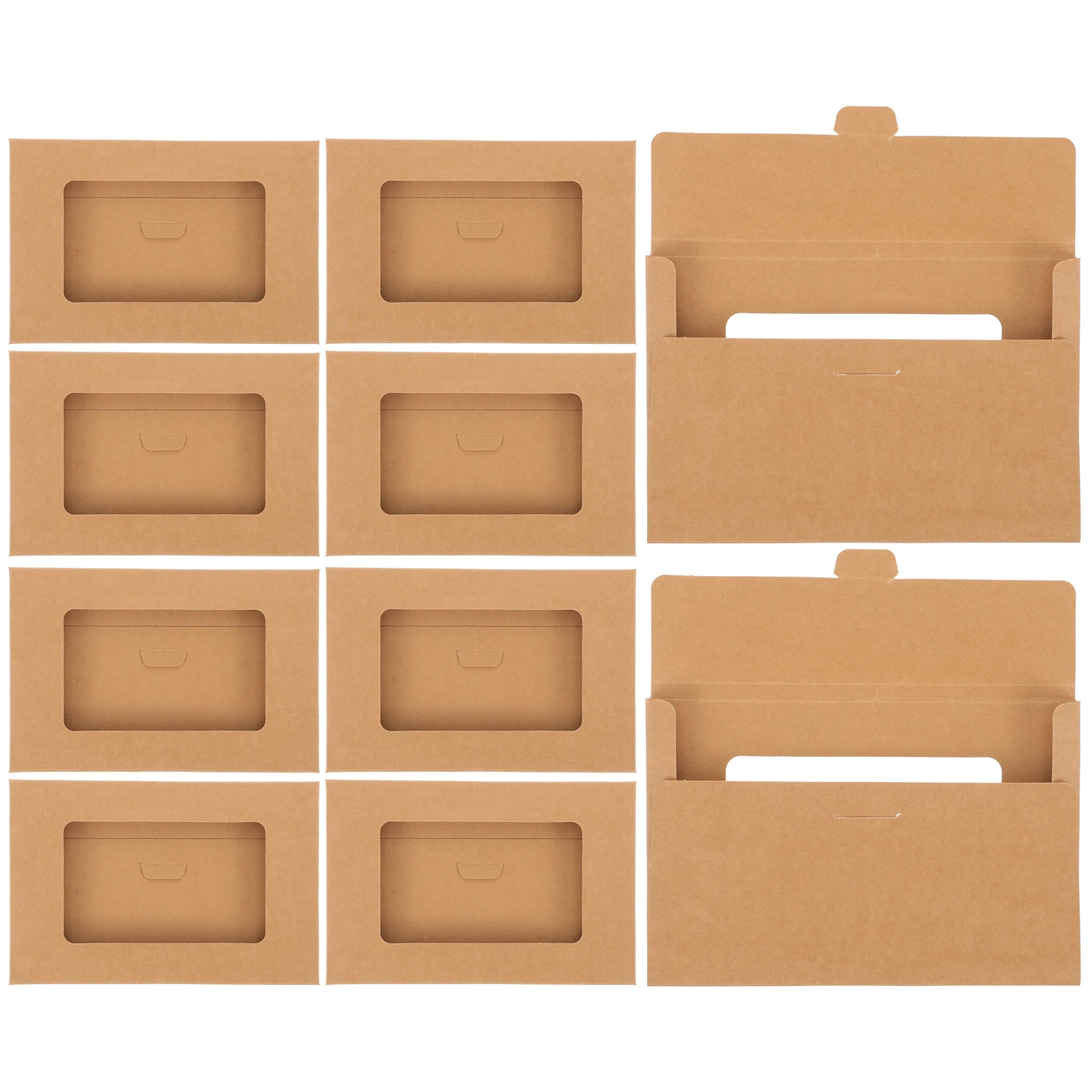 

10pcs Postcard Boxes Kraft Paper Envelop Cases Small Cardboard Storage Containers Elegant Practical Window Design Mailing