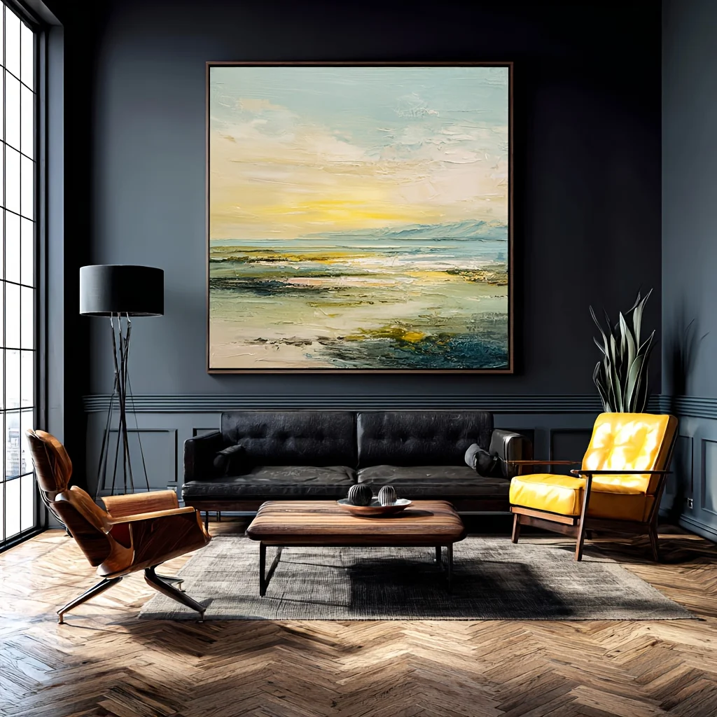 Mhemyo Original Abstract Hand-Painted Landscape Oil Painting Layered Paint on Canvas Modern Wall Art For Living Room Home Decor