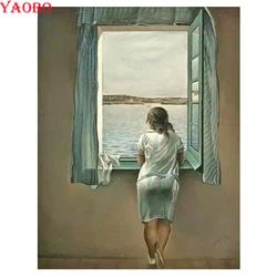 5D DIY Diamond Painting Embroidery Diamond Mosaic Salvador Dali Woman At The Window  Pictures For Living Room Decoration Gift