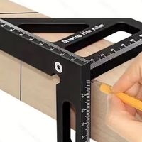 3D Multi Angle Aluminum Red Measuring Ruler 45/90 Degree Woodworking Square Protractor Drawing Line Miter Triangle Layout Tool