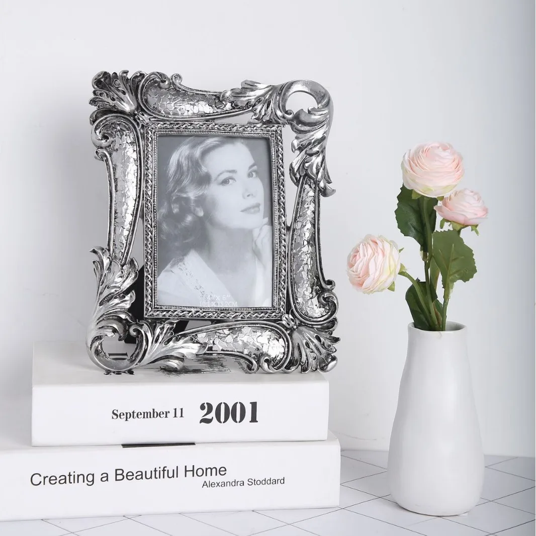 6inch Horizontal and Vertical Version silver European-style photo frame for both table and wall use, exquisite standing wedding
