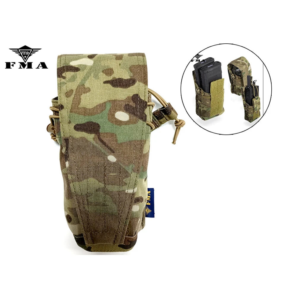 FMA New Tactical MBITR 152 Radio Molle Pouch CP Style Dual 5.56 / 7.62 Magazine Pouch Multicam RS9962