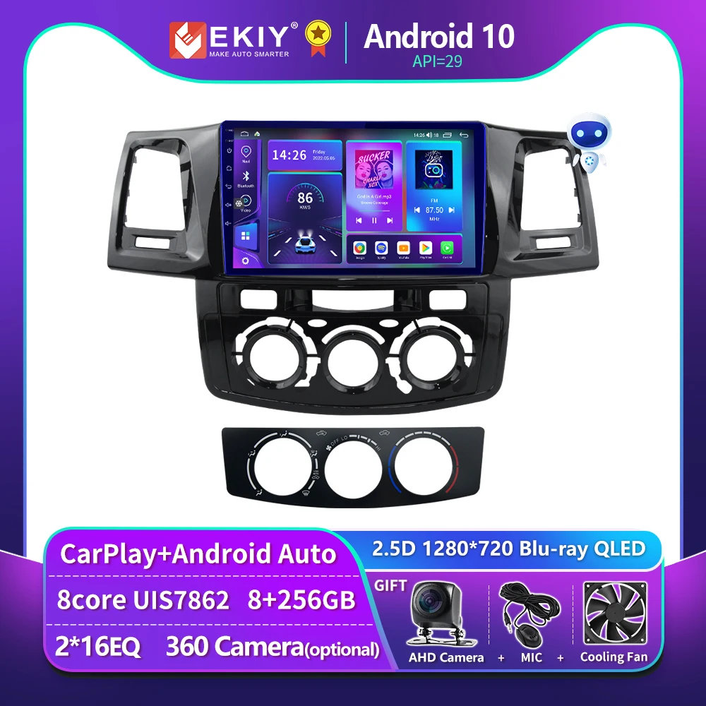 EKIY T900 Car Radio For Toyota Fortuner HILUX Revo Vigo 2007-2015 Multimedia Video Player Autoradio Navigation GPS DSP No 2 Din