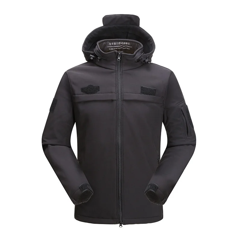 

Outdoor Cycling Fleece Warm Windbreaker Coat Men Winter Hiking Camping Climbing Windproof Thermal Black Tactical Hoody Jacket