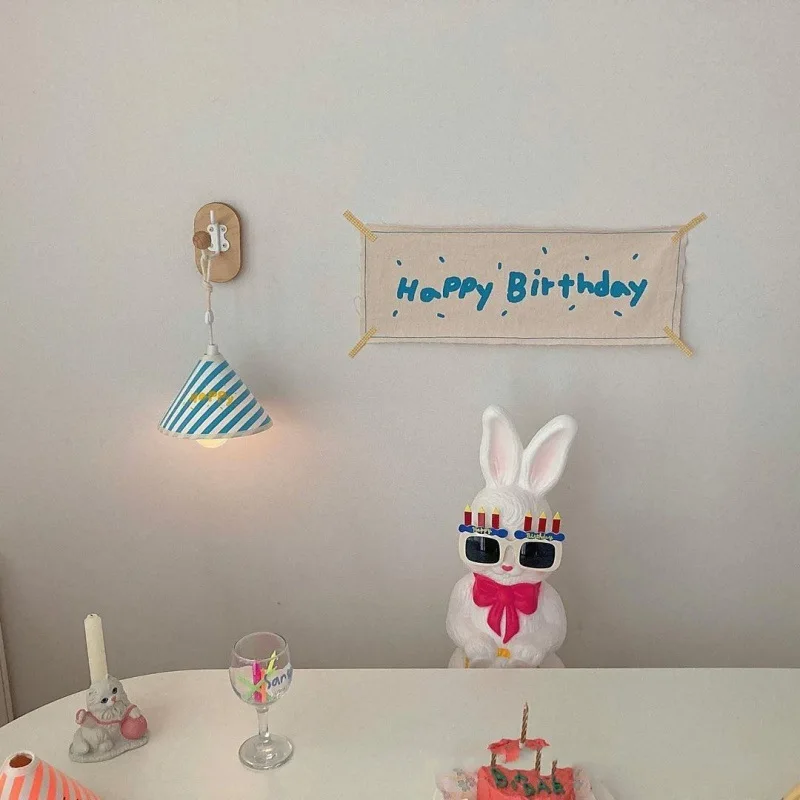 1pc 55x22cm Children's Room Birthday Party Background Decoration Baby Happy Birthday Flag and Props for Children to Take Photos
