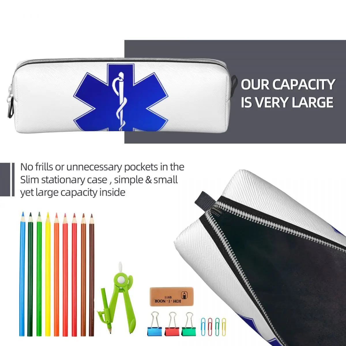 EMS EMT المسعف نجمة الحياة الجوارب والمزيد من مقلمة أكياس القلم سعة كبيرة صندوق القلم لصبي فتاة قلم رصاص الحقيبة حقيبة مستحضرات التجميل #5