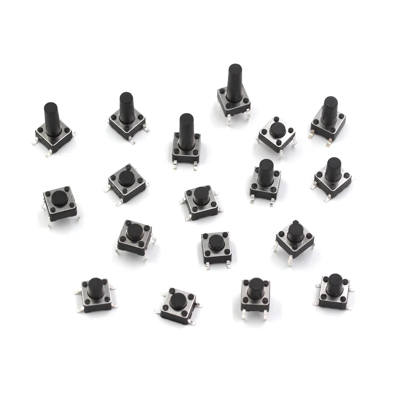 100PCS DIP Microswitch Tact Switch Press Button Switch Vertical Key Switch 6*6*4.3/4.5/5/6/7/7.5/8/9/10/11/12/13/14/15MM 4 Feet