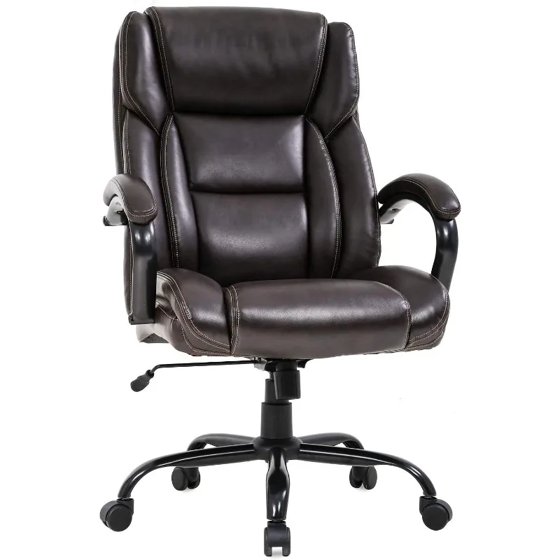 Big,Tall Office Chair 500lbsWide Seat Ergonomic Desk Chair Task High Back Executive Chair Rolling Swivel PU Computer Chair,Brown