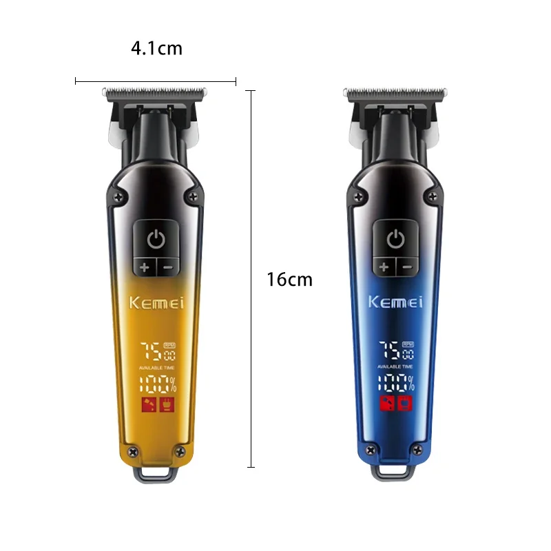 KEMEI KM-1866 Trimmer for Men with T-Blade Zero Gapped 7500RPM LCD Display 1200mhA Professional Barber Cutting Machines