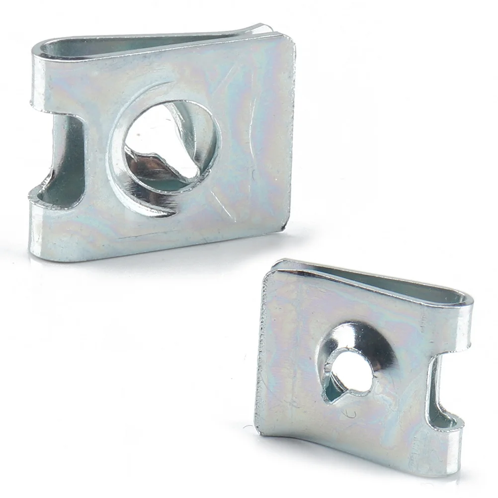 

50pcs Zinc U-Shaped Spring Nut Manganese Steel Spire U Clip For Panel Bumper Wire Fixing Motorcycle Engine Parts