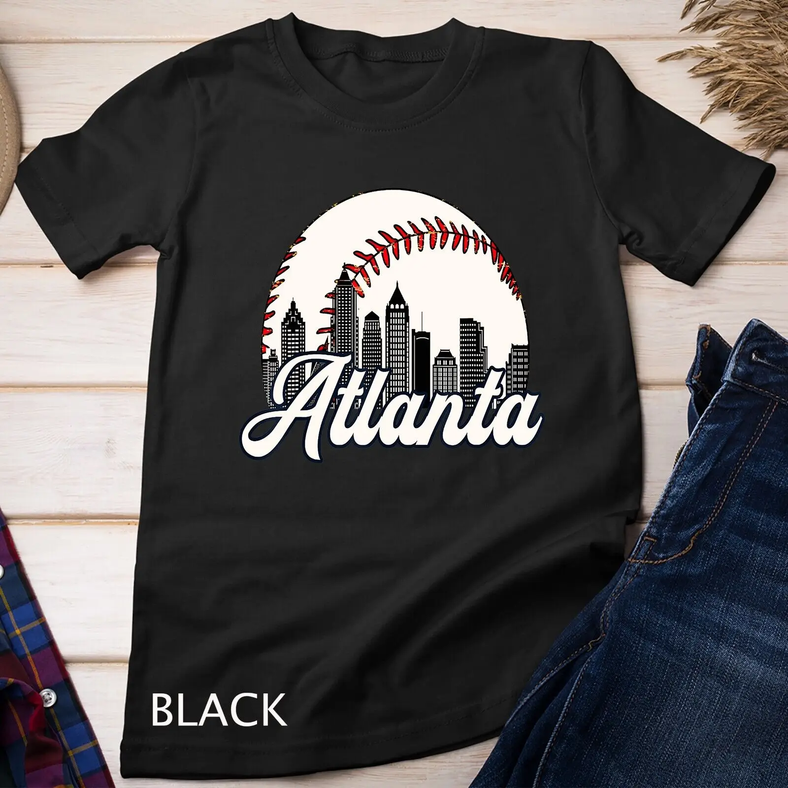 Atlanta Baseball Skyline Atlanta Cityscape T-Shirt Unisex T-shirt