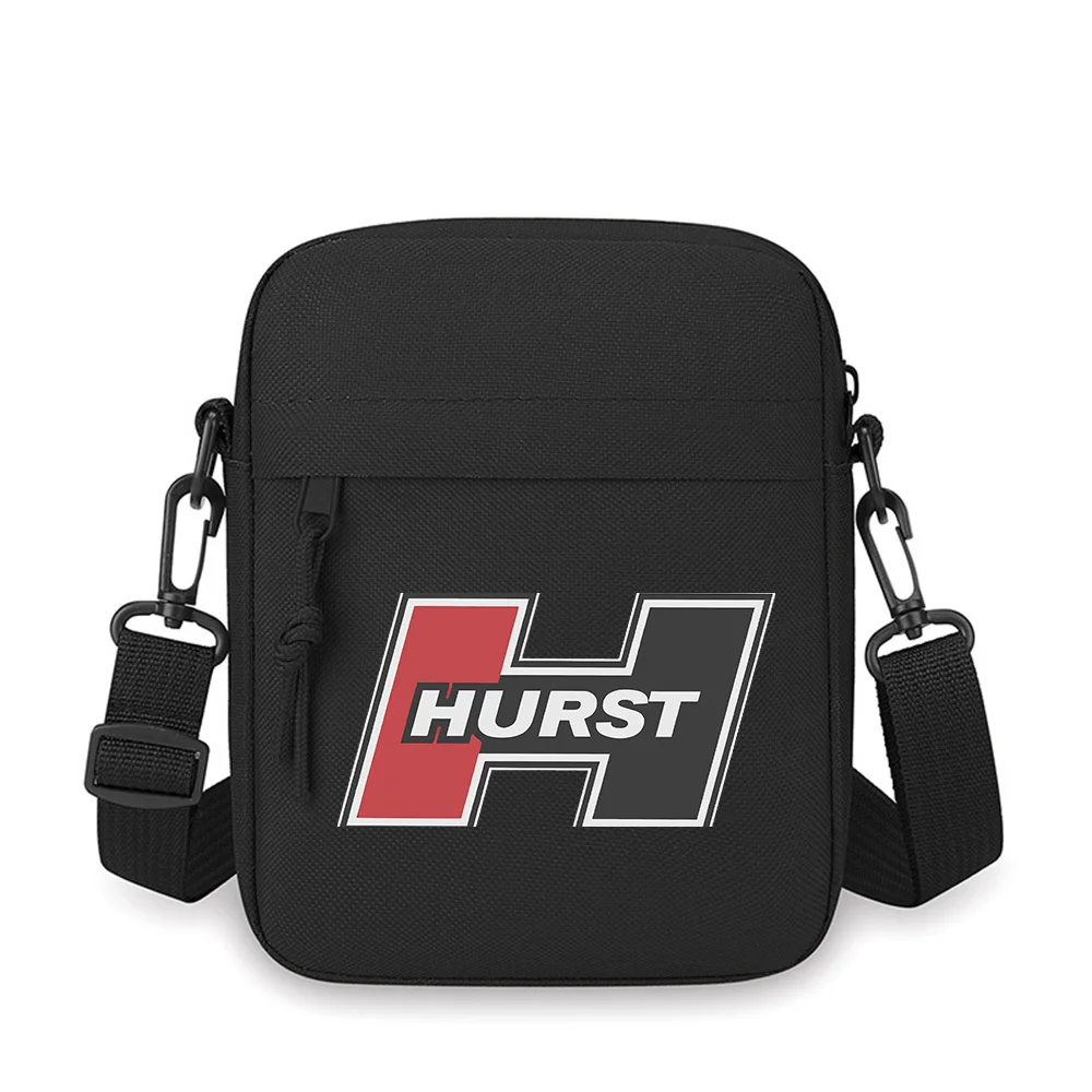 

HURST logo white text gray black Men Crossbody Bag Single Shoulder Women Cartoon Anime Film Printing Design Unisex