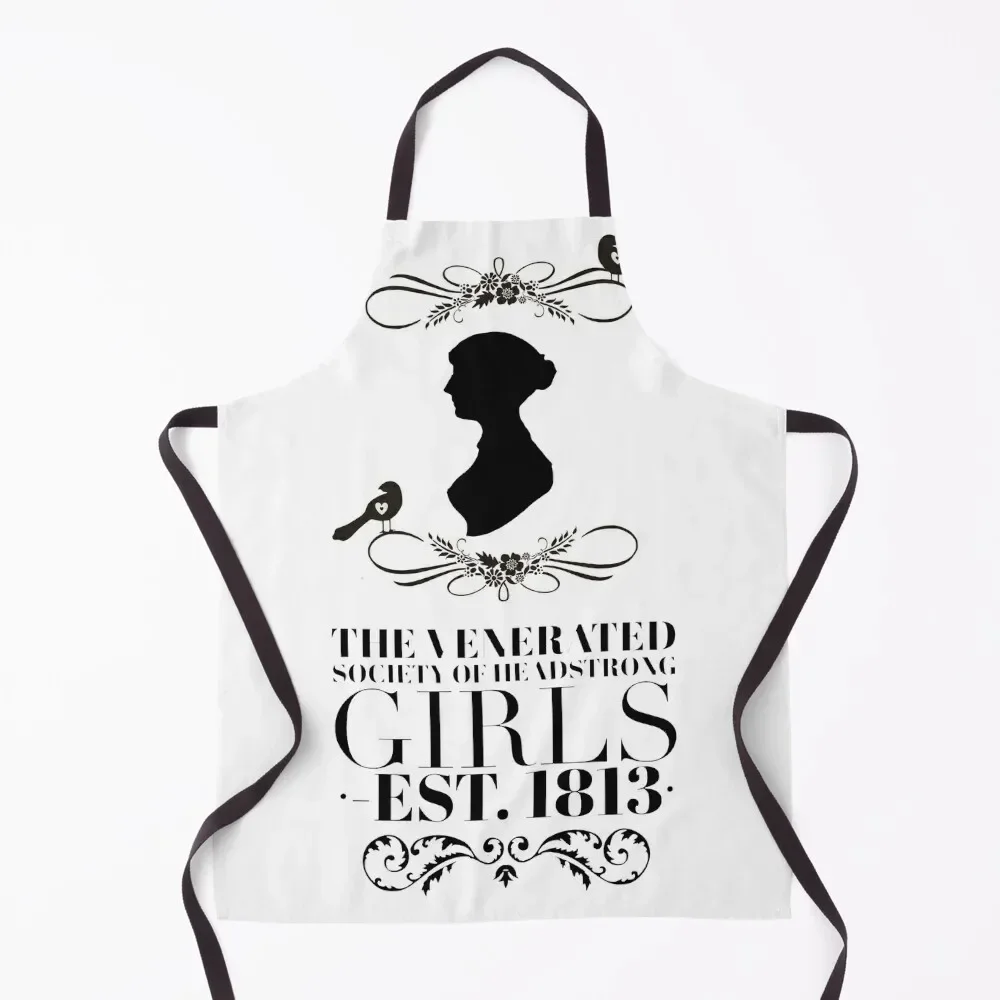 

Pride And Prejudice Jane Austen Silhoutte The Venerated Society of Headstrong Girls With Bird Sillhouttes Apron