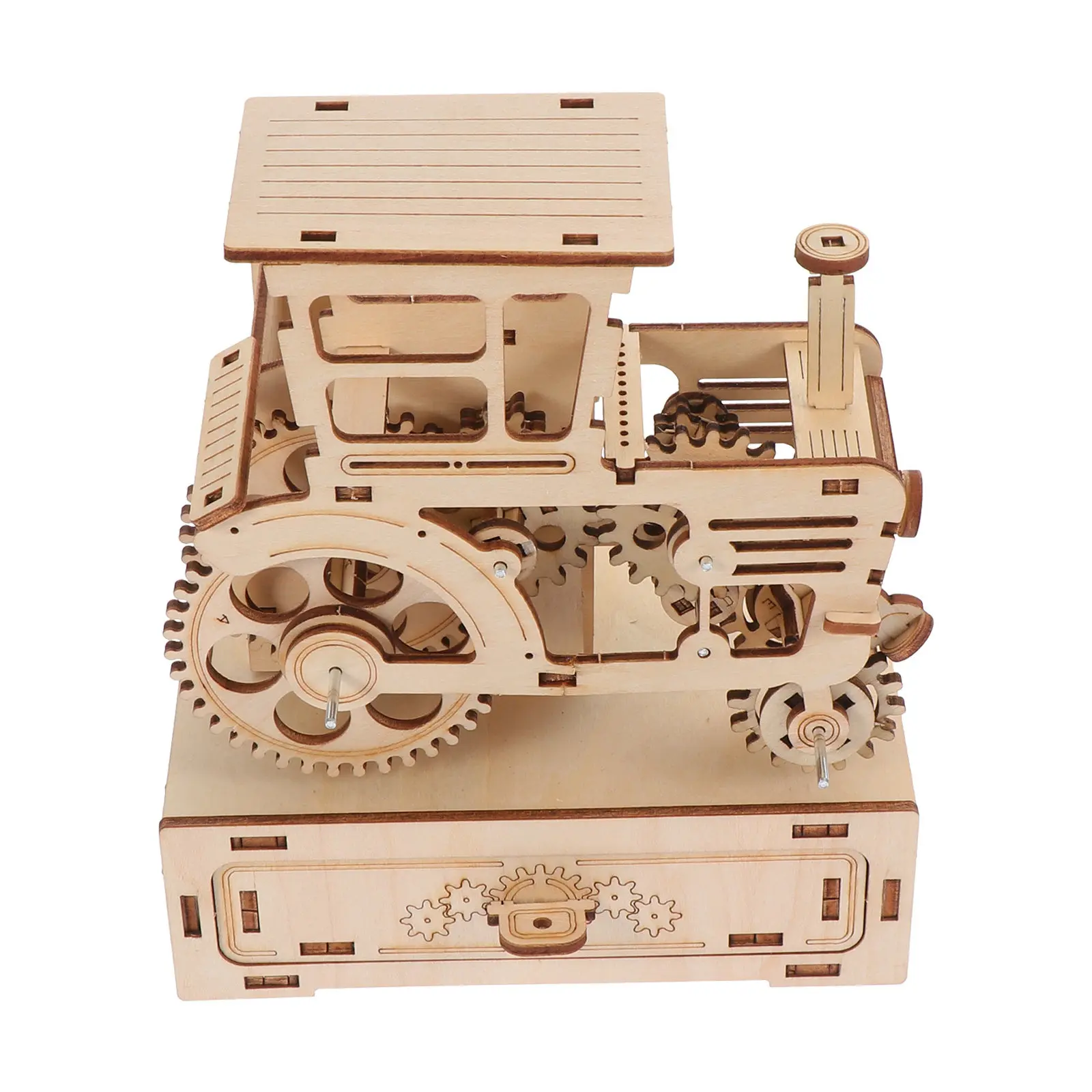 

1Set Wood Assembly 3D Harvester Puzzle DIY Musical Box Educational Kit Family Game Creative Patience Development