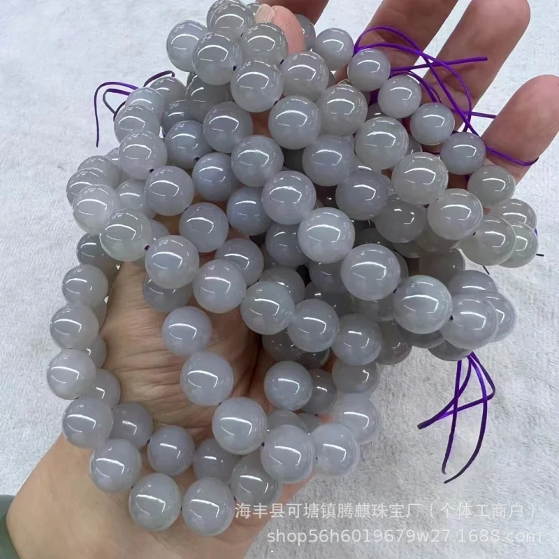 

Натуральный нефрит Хэтянь Цинхай материал дымчато-фиолетовые товары шариковый браслет 10 мм