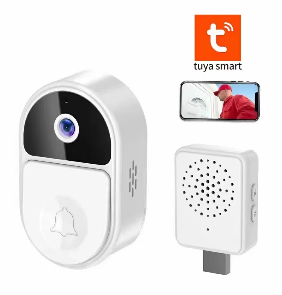 Tuya APP Wireless WIFI Doorbell ในร่ม Chime ภาพช่องตาแมว Intercom โทรศัพท์ประตู Peephole Viewer