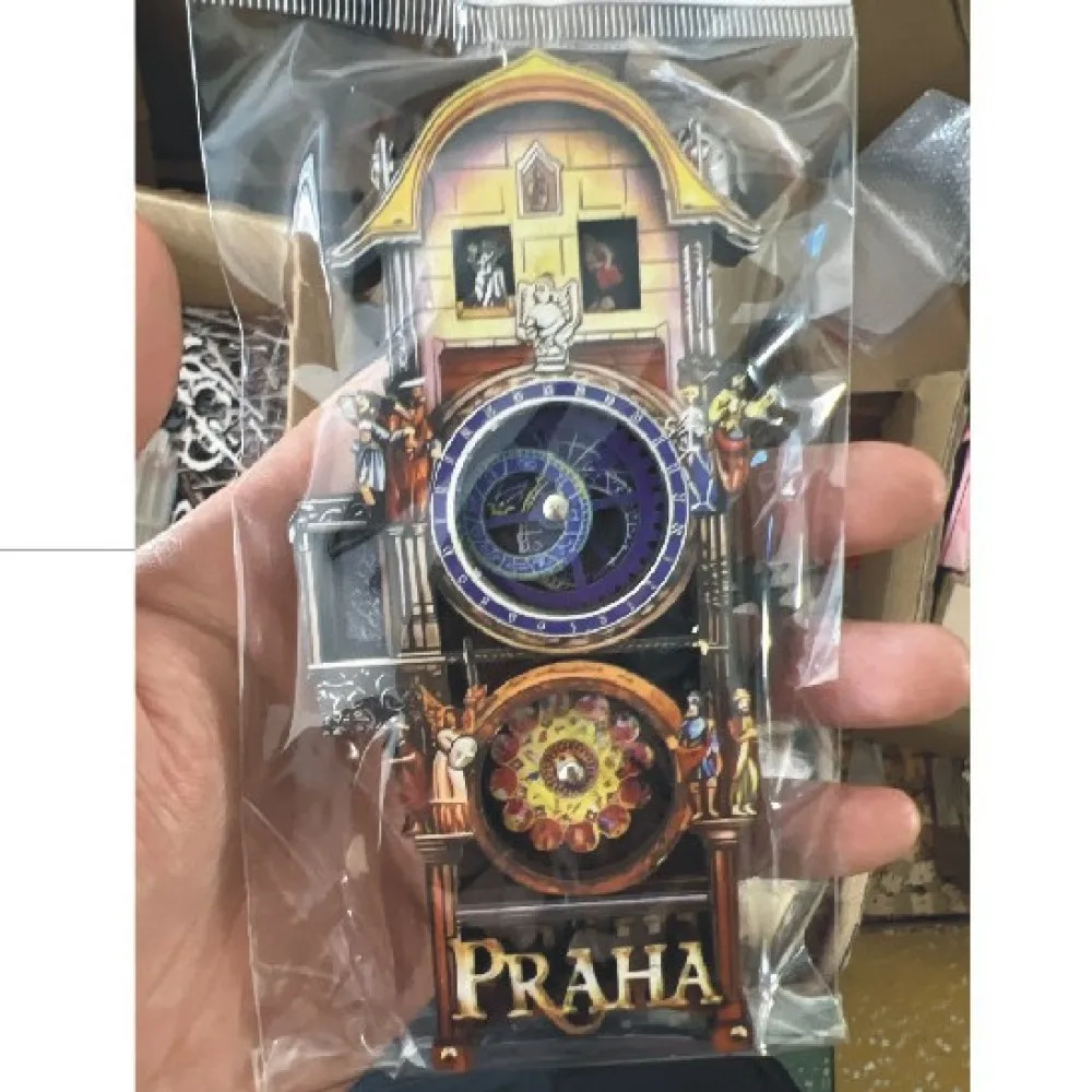 Creative Rotating Gear Magnet Prague Astronomical Clock Decor Vintage Resin Sticker Travel Souvenir Unique Ornament