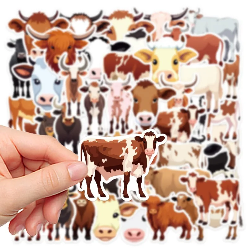 50pcs Cartoon Brown Spotted Cow Series Graffiti Stickers Suitable for Helmet Desktop Wall Decoration DIY Sticker Pack Wholesale