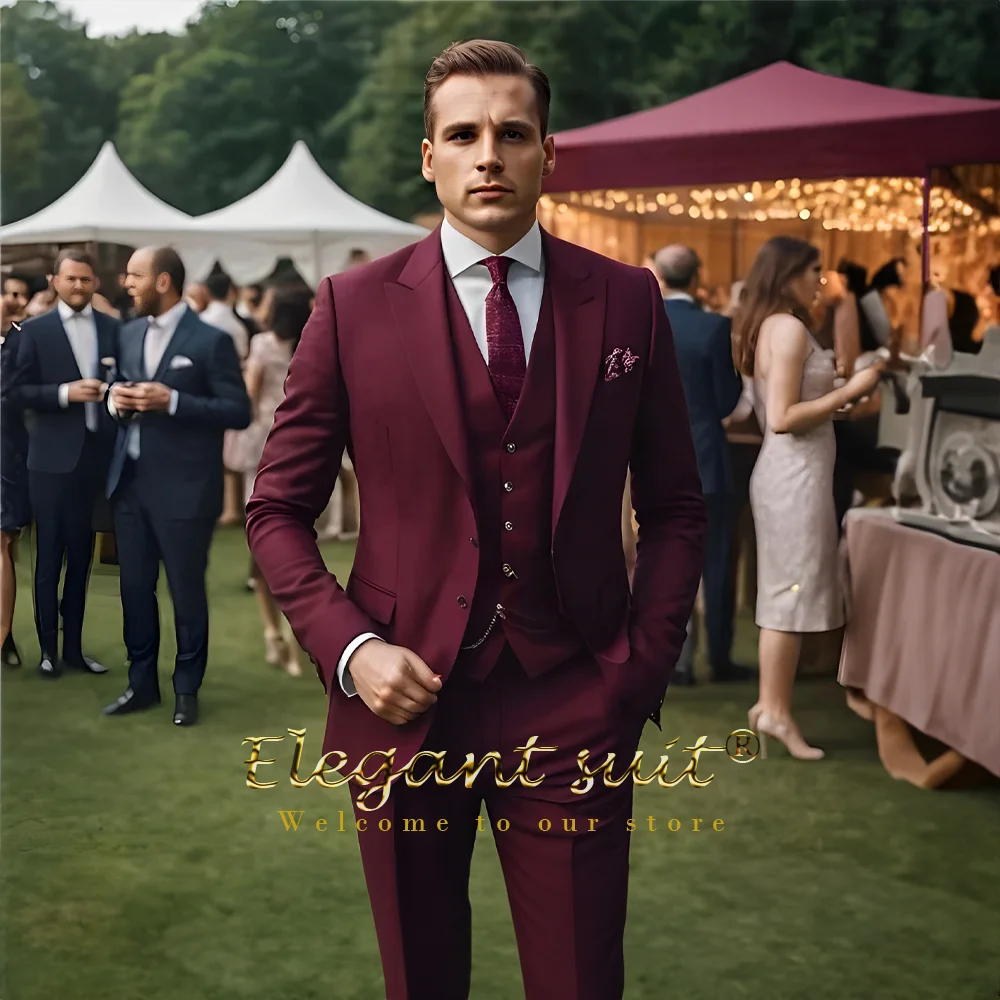 

Men's 3 piece suit, wedding suit business prom groom best man wedding party formal occasion tuxedo jacket vest pants