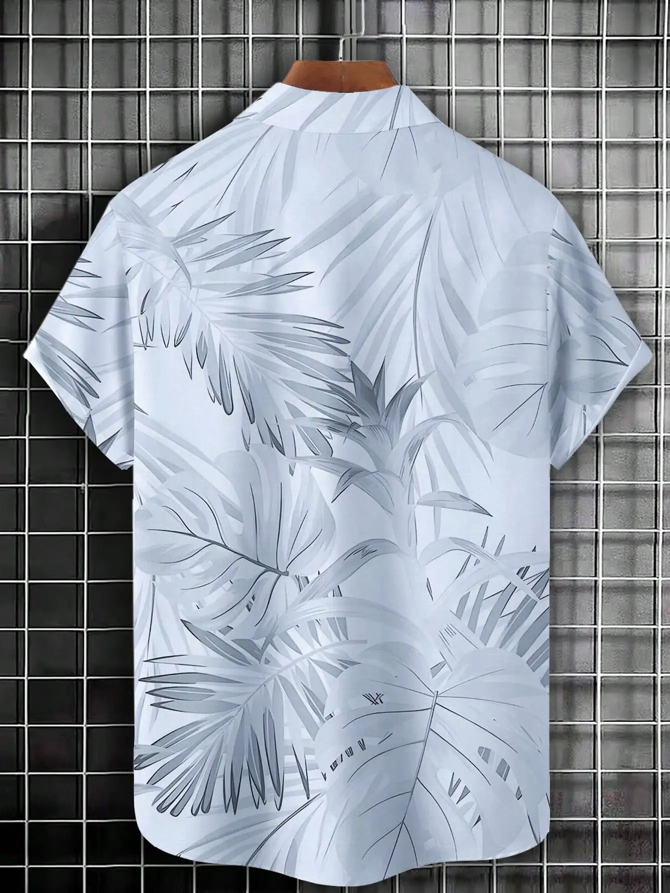 

Men's Hawaiian Tropical Leaf Print Oversized Loose Lightweight Button Down Short Sleeve Shirt