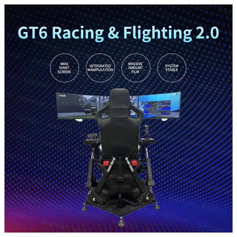 Vergnügungsparkausrüstung Fahren Interaktiver F1-Rennsimulator 6-dof 3-Bildschirm Crazy Racing Game