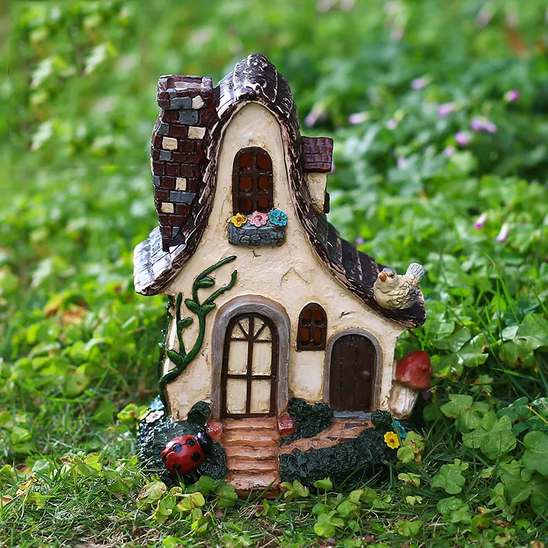 Garden Fairy Tale Cottage Ornaments Outdoor Courtyard Garden Decoration Gifts Scene Props Resin Craft Furnishing Articles Statue