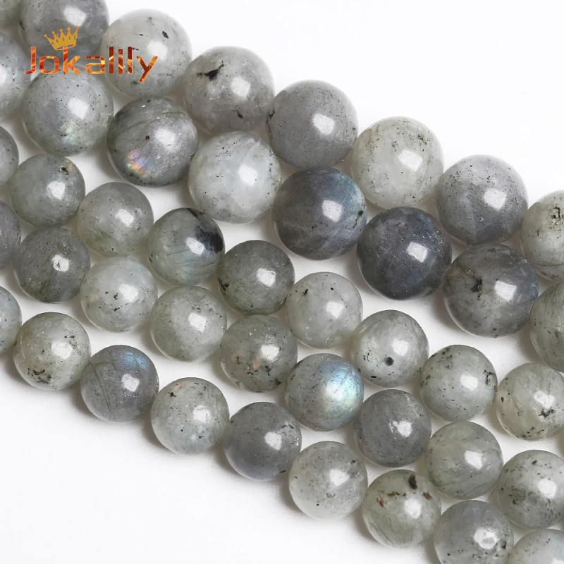 

Natural Labradorite Larvikite Stone Beads Gray Moonstone Round Loose Spacer Beads For Jewelry DIY Making Bracelets 4 6 8 10 12mm