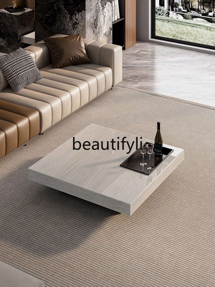 

Marble Coffee Table Light Luxury Italian Minimalist Home Square High-end Floating Coffee Table