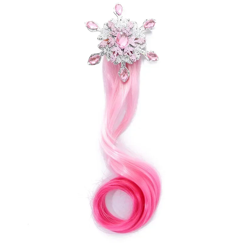 New Kids Wig Hair Accessories Princess Snow Rhinestone Wig Color Gradient Wig Children Headwear Girls Kids Hair Accessories