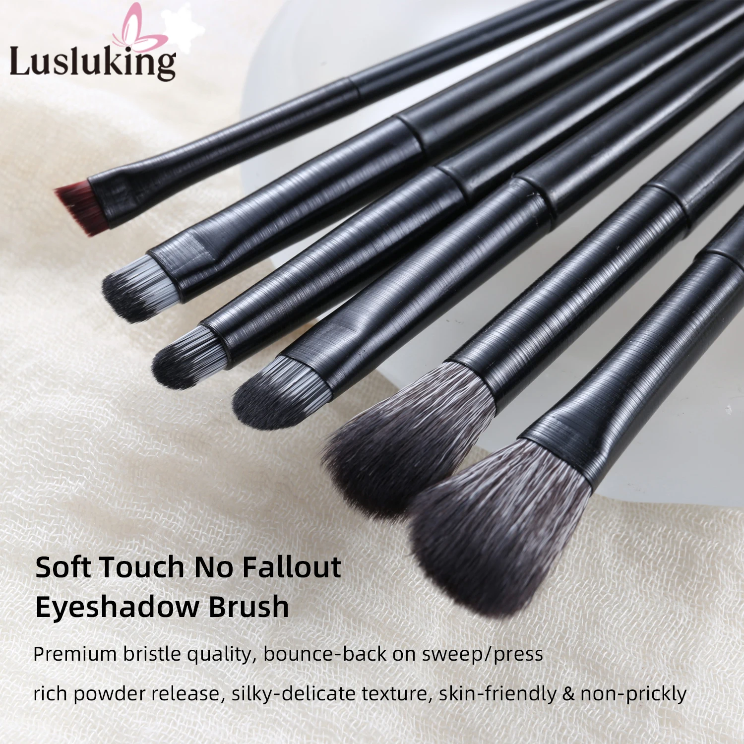 6 szt. Naturalnych pędzli do makijażu oczu, zestaw do blendowania cieni, konturowania brwi, eyelinera i precyzyjnych zdobień dla kobiet, do codziennego użytku, narzędzia kosmetyczne.