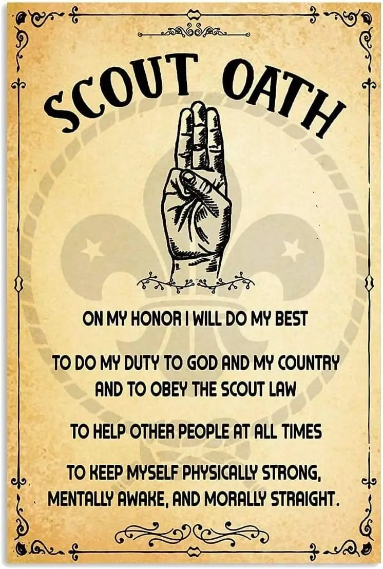 1p,Scout Oath Metal Sign Retro Vintage Tin Sign Metal Poster Wall Art Decor  Inches