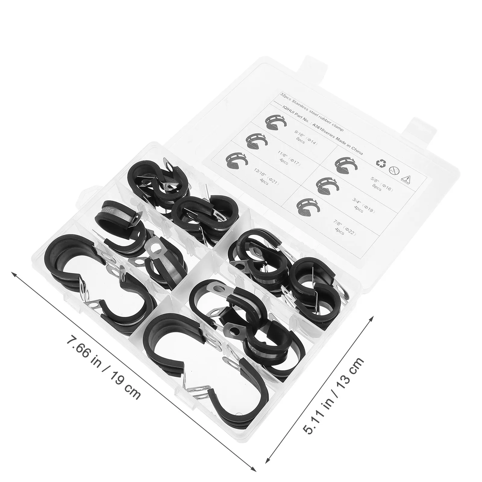 32Pcs Durable Steel Hose Clamp Set Rubber Lined for Air Water Fuel Line Applications R-Shaped Hose Clamp Clip Cable Clip view 6
