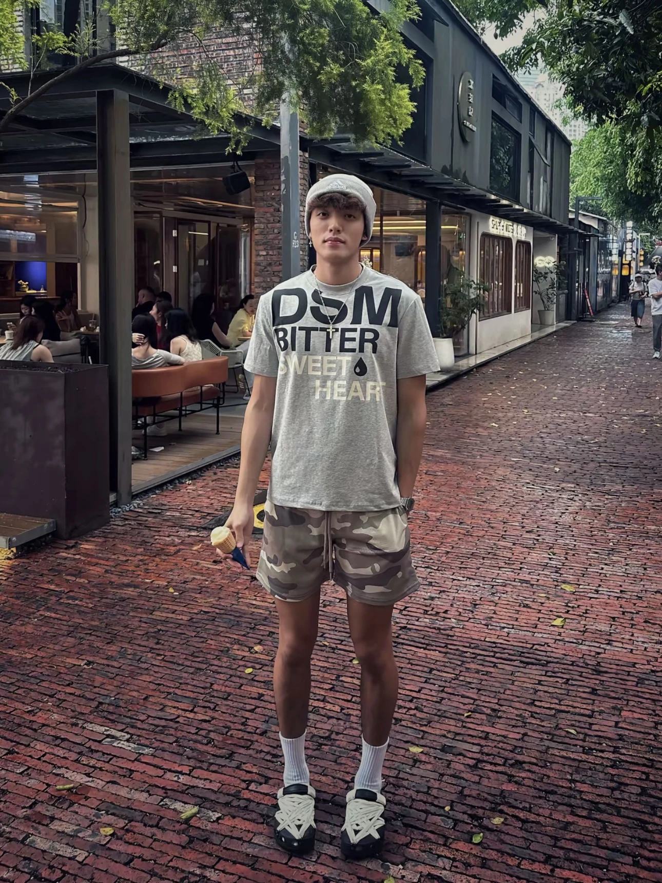 

Summer Vintage American Camouflage Mesh Drawstring Four-Five Shorts Men Casual Loose All-Match Below-Knee Sports Shorts