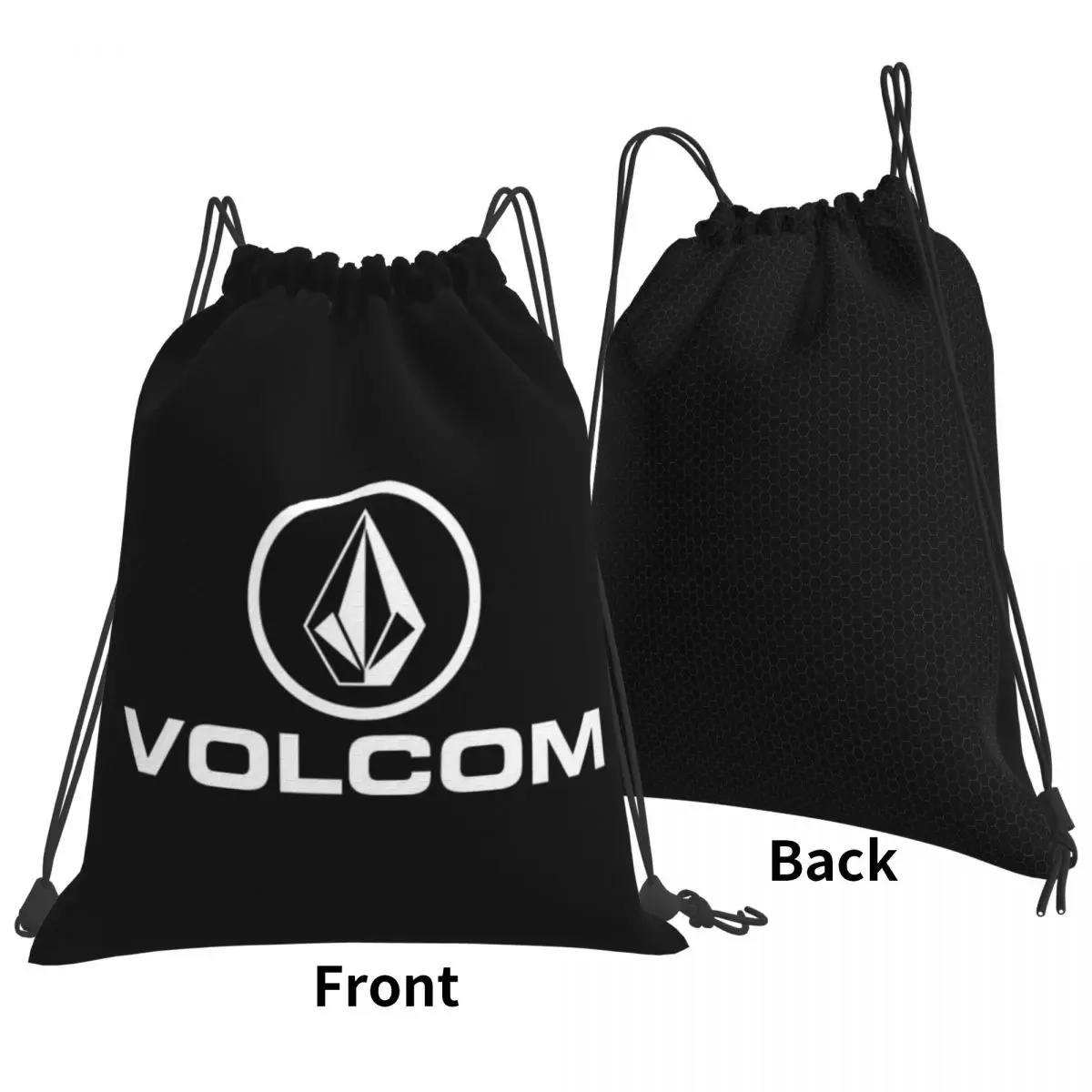 Volcom White Circle Logo Mochilas, Sacos De Cordão, Bundle Pocket, Sacos De Livros De Esportes para Viagem, Escola, Melhor, Texto Simples