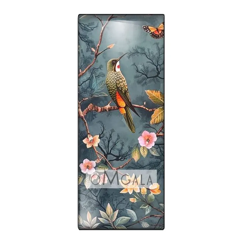 10 قطعة متنوعة 10x25 مللي متر مستطيل الزجاج كبوشن طائر جميل مع الزهور-مثالية لصنع المجوهرات والحرف اليدوية ذاتية الصنع #6