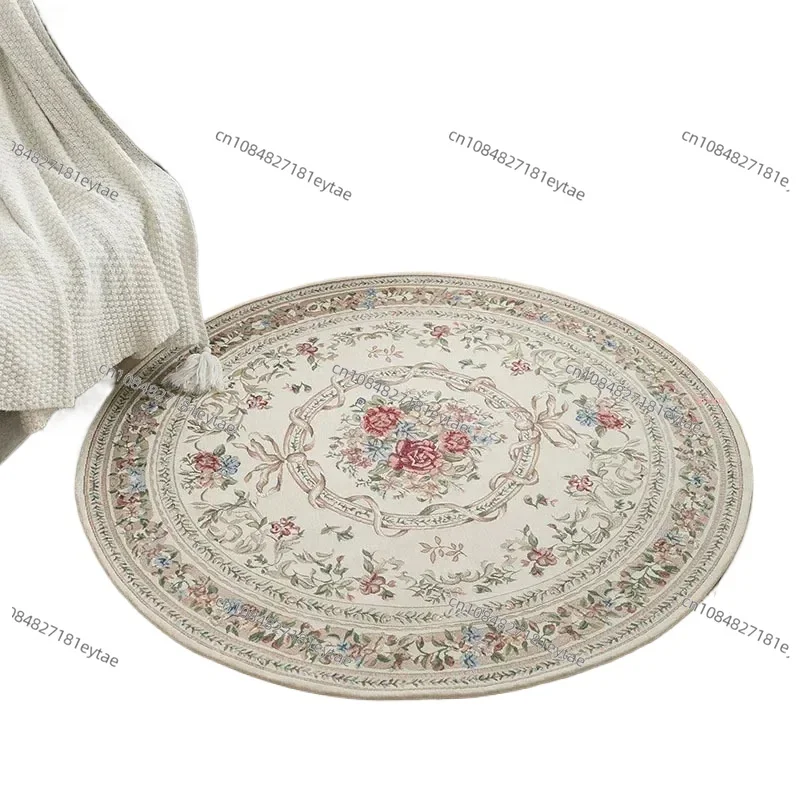 Round Carpet Retro Europe Jacquard Woven Center Rug For Living Room Luxury Decor Bedroom Area Rug Cloakroom Floor Mat Anti Slip