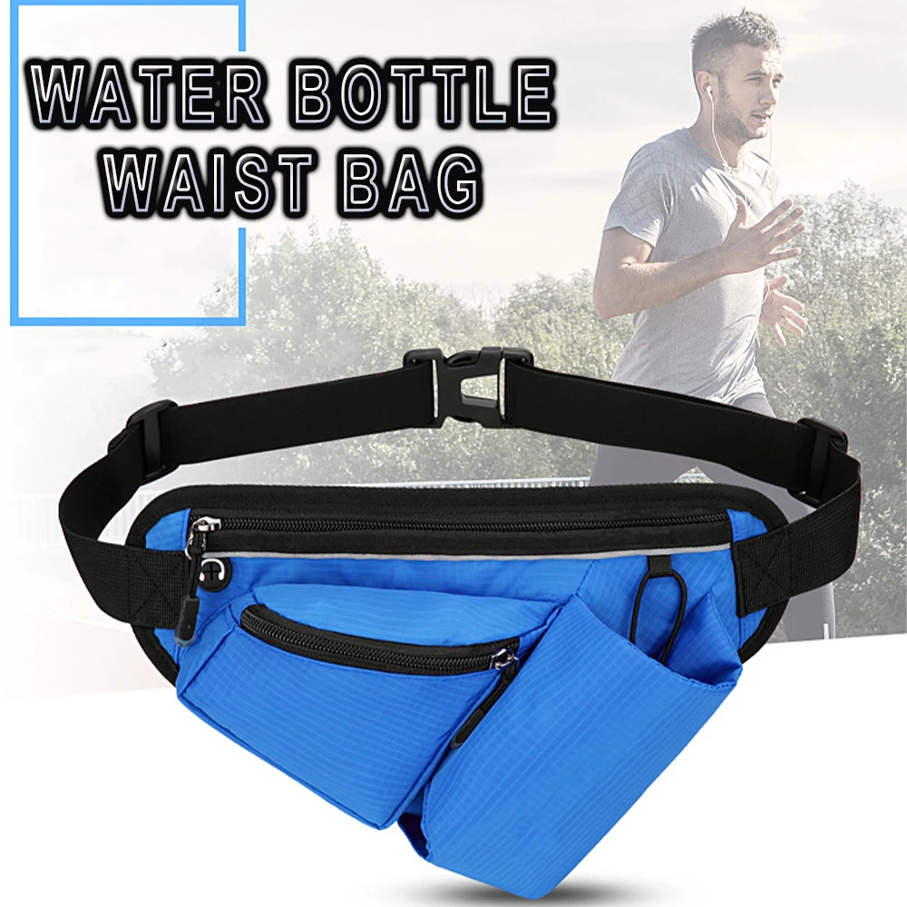 

Tactical Water Bottle Waist Bag Sports Waterproof Unisex Packet with Reflective Strips for Hiking Running Mountaineering Cycling