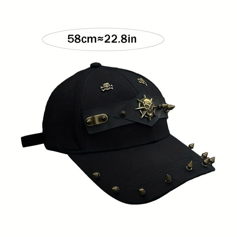 Handgefertigte Nieten-Baseballkappe mit flachem Schirm für Männer und Frauen Punk Totenkopf Stern Nieten Baseballmütze Hip Hop Street Dance Rock
