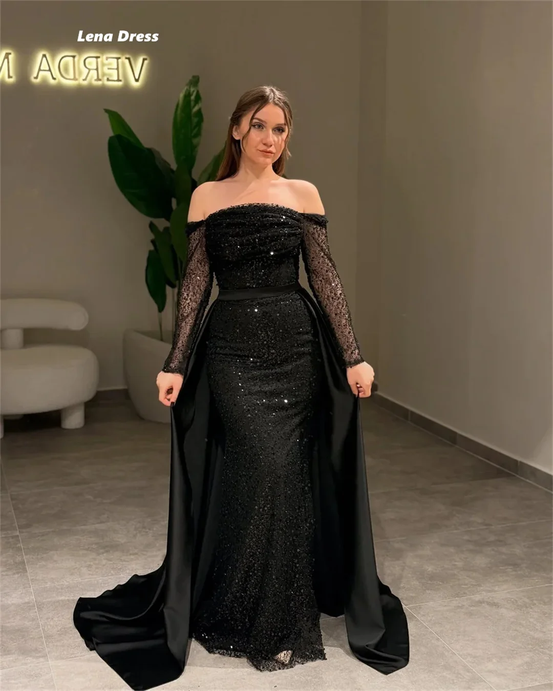 Lena Sequins Ball Gowns Party Dresses Woman Custom Made Black Prom Dresses 2025 Mermaid Luxury Party Dress Elegant Lady Dress