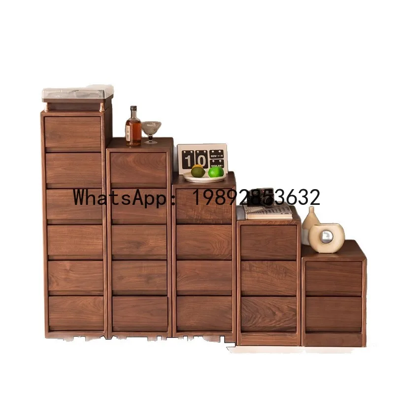 

X-20 black walnut solid wood chest of drawers - vintage style bedroom storage cabinet set