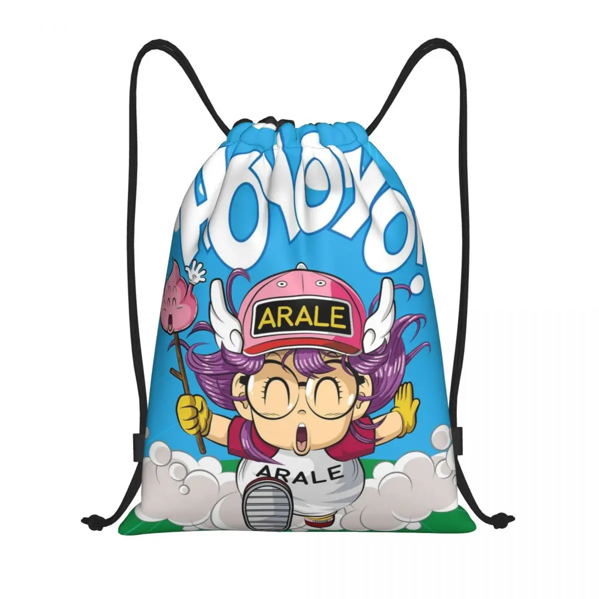 

Arale Dr Slump Drawstring Backpack Sports Gym Sackpack Japanese Anime String Bag for Exercise
