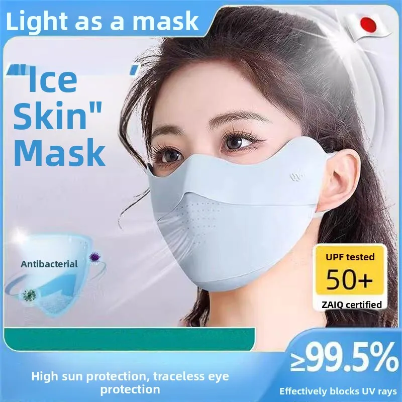 

Ice Silk UV Protection Mask Women's Thin Breathable Fashionable Summer Mask High Aesthetic Value Eye Protection Face Mask