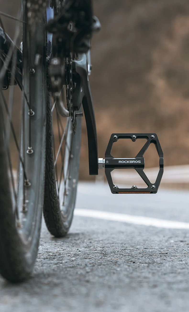 ROCKBROS Fahrradpedale, sparen Kraft, Aluminiumlegierung, rutschfest, MTB, Rennrad, Mountainbike, reflektierend, mit Kugellager, Fahrradzubehör – Detail 1