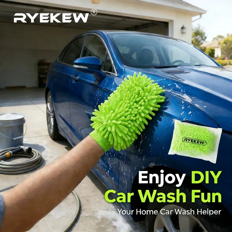 Scratch-Free Wash Mitt Chenille Microfiber - Deep Pile Soft Sponge for Auto Paint Safe Car Detailing Accessories