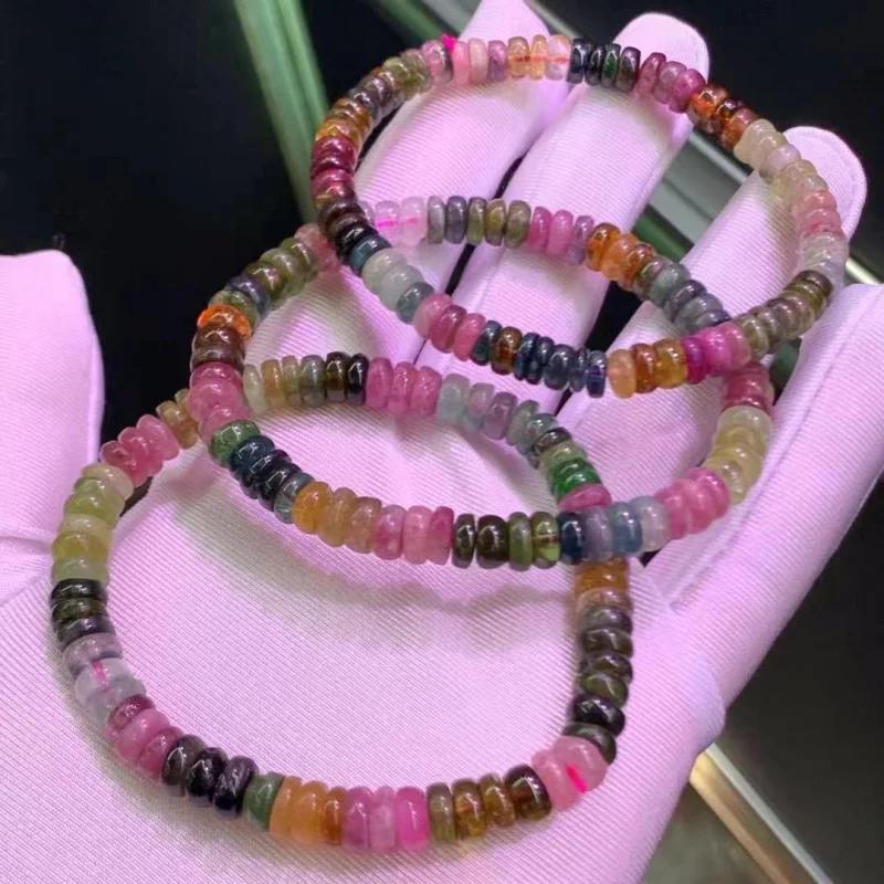 Factory Direct Sales Natural Brazil Tourmaline Spacer Candy Colorful Bracelet