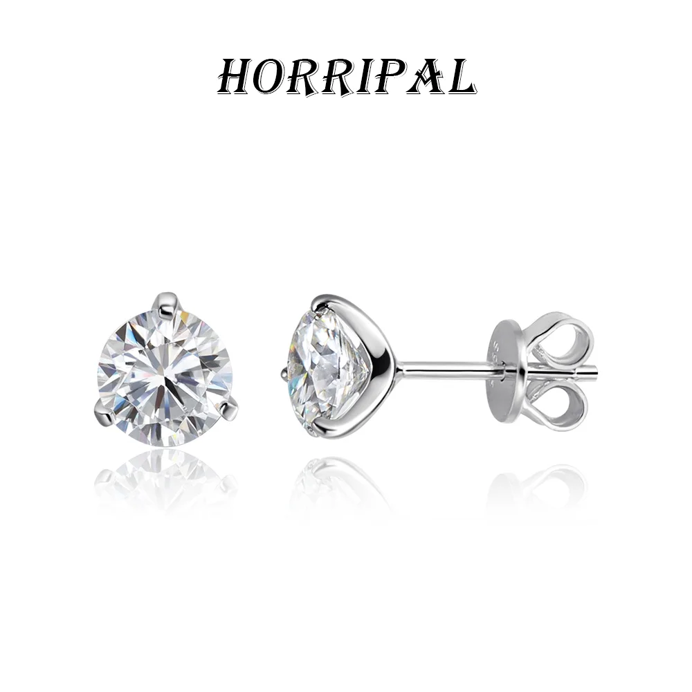 

HORRIPAL 0.3-2CT D VVS1 Round Cut Moissanite Earrings for Women 925 Sterling Silver GRA Timeless Classics Shiny Fashion Jewelry