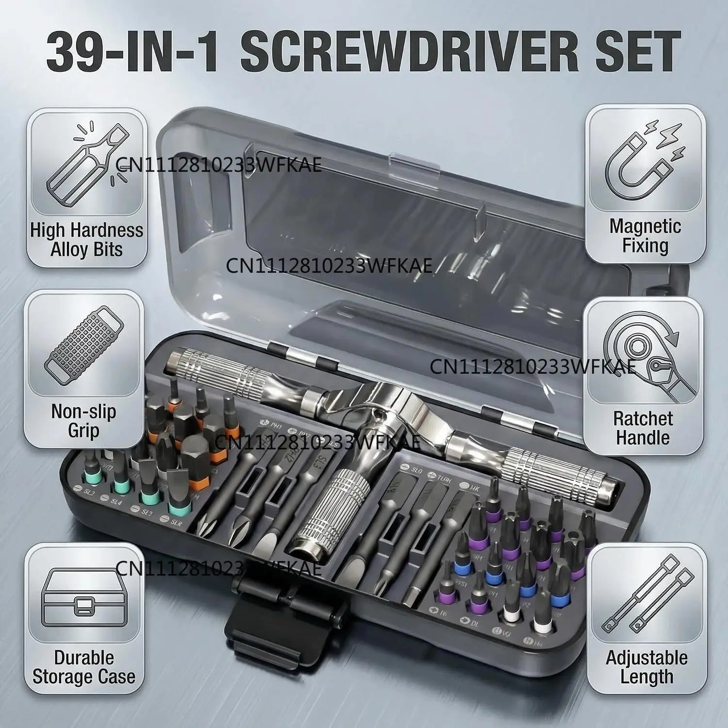 Ratchet Screwdriver Set 39 in 1 Magnetic Alloy Steel Bits Detachable Handle Portable Tool Case for Electronics Bicycle Furniture