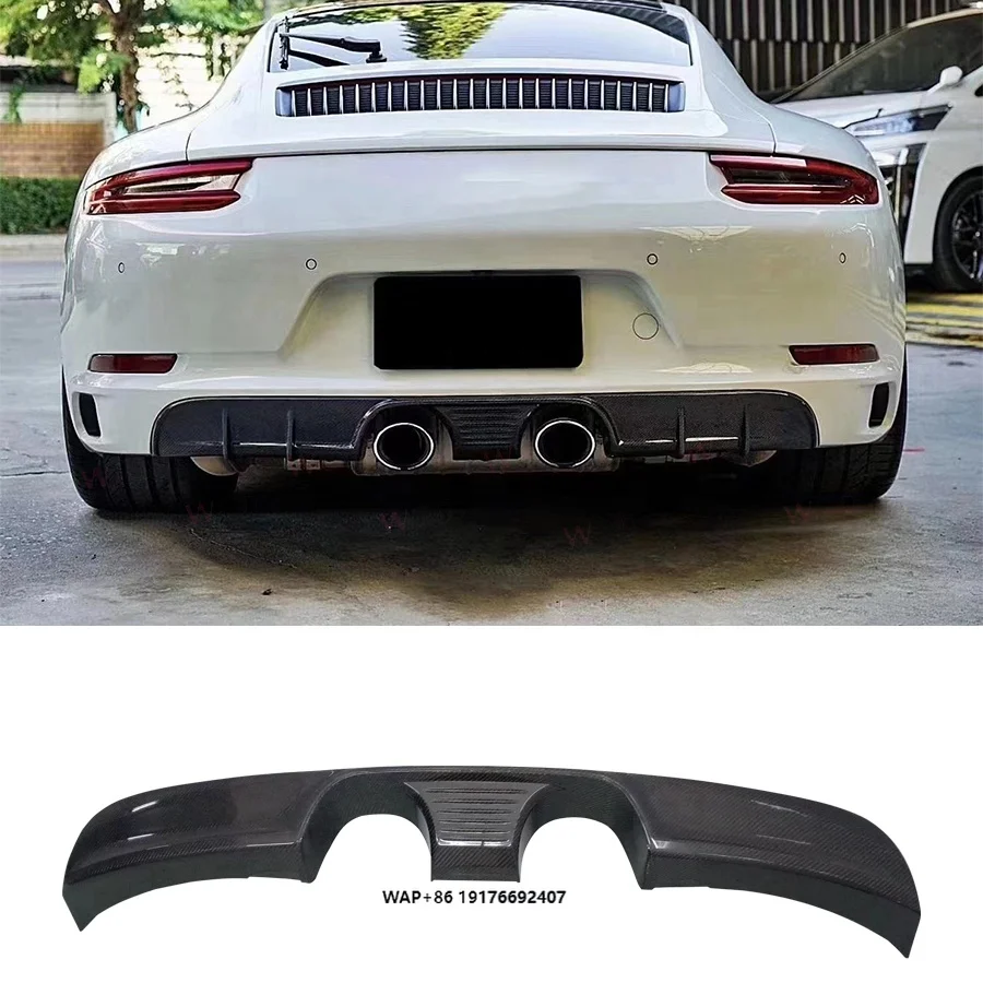 

V Style Carbon Fiber Rear Diffuser Body Kit Rear Bumper Diffuser Lip forPorsche Carrera 911 991.2 2015-2018